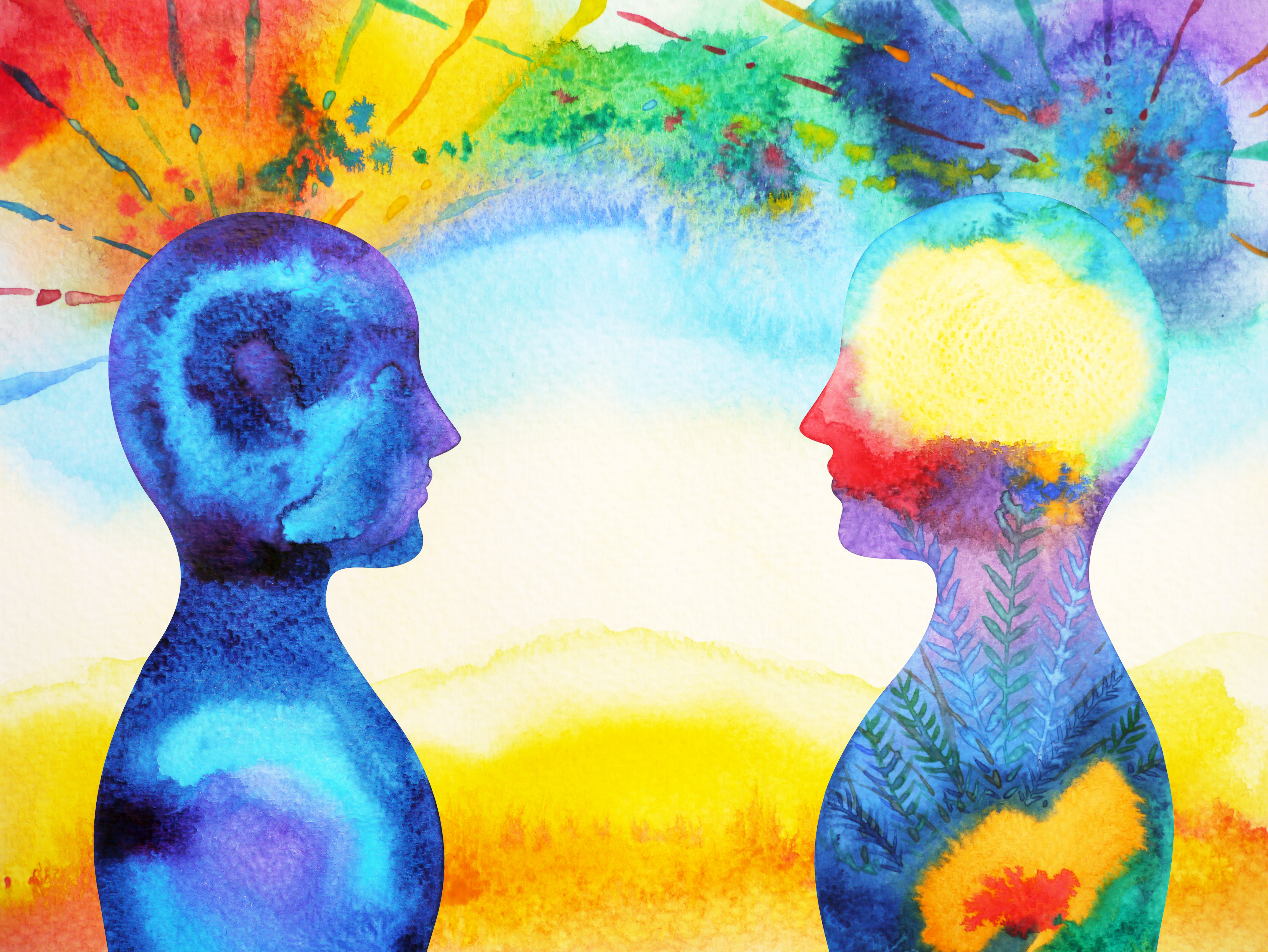 mastermind, chakra power, inspiration abstract thought together, world, universe inside your mind, watercolor painting